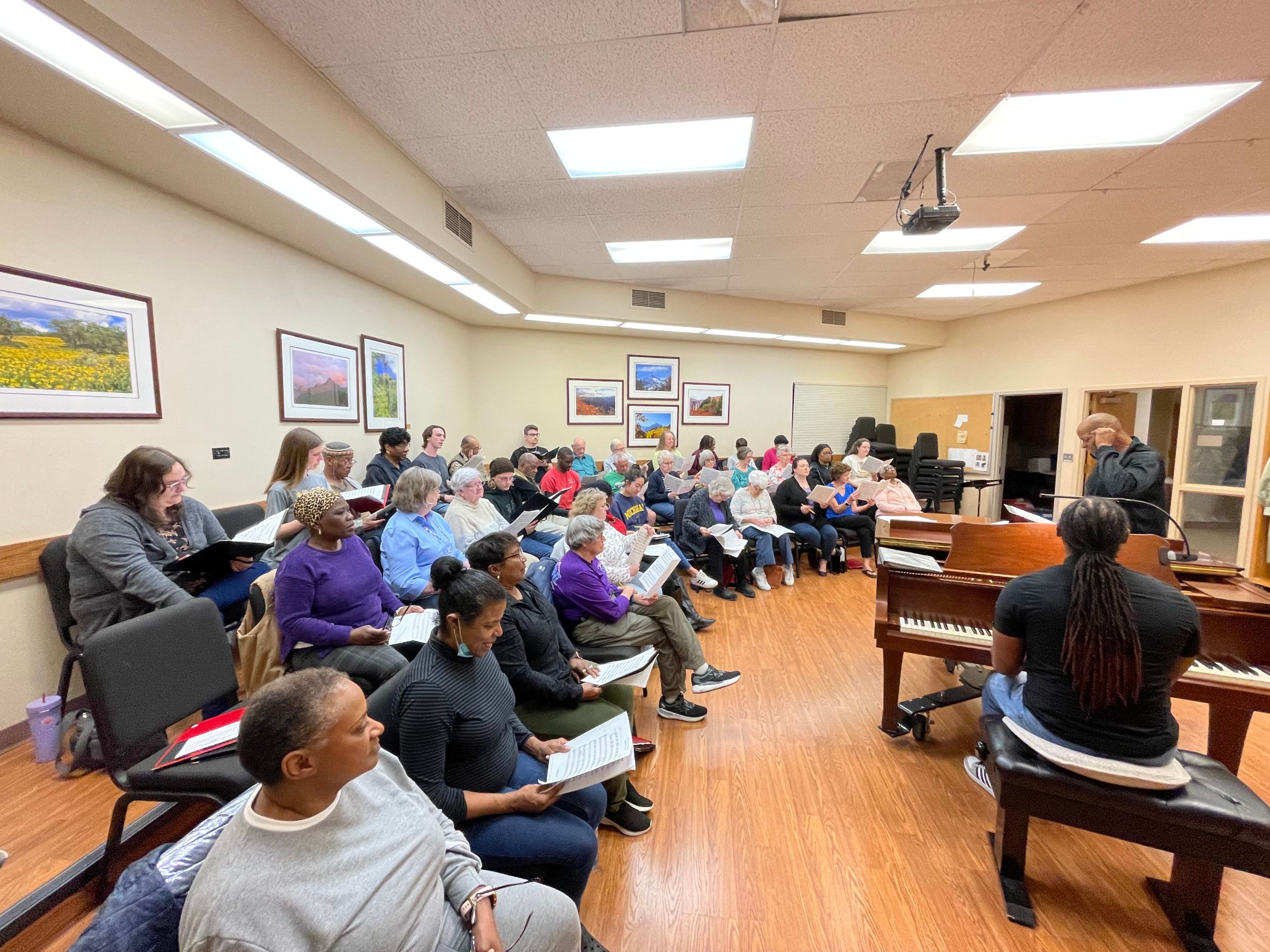Calvary and New Hope Baptist Choirs Rehearsing Together